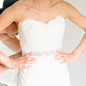 Monique Lhuillier Crystal and Pearl Bridal Sash